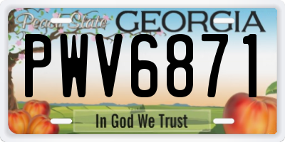 GA license plate PWV6871