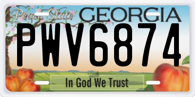 GA license plate PWV6874