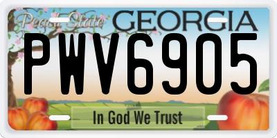 GA license plate PWV6905