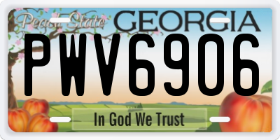 GA license plate PWV6906