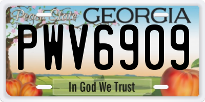 GA license plate PWV6909