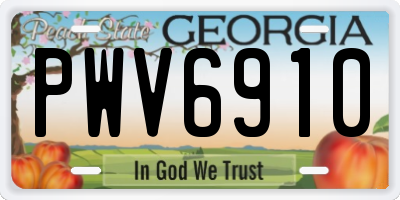 GA license plate PWV6910