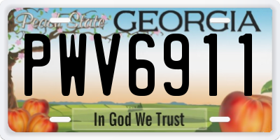 GA license plate PWV6911