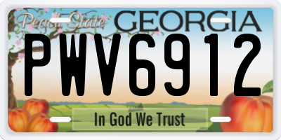 GA license plate PWV6912