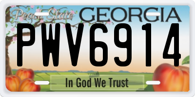 GA license plate PWV6914