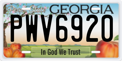 GA license plate PWV6920