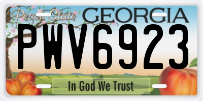 GA license plate PWV6923