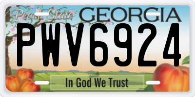 GA license plate PWV6924