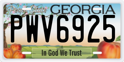 GA license plate PWV6925