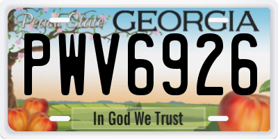 GA license plate PWV6926