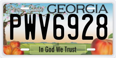 GA license plate PWV6928