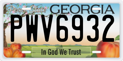 GA license plate PWV6932