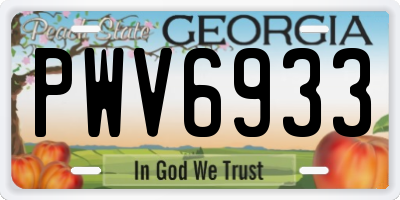 GA license plate PWV6933