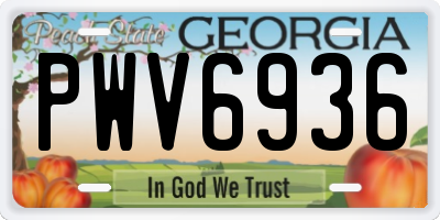 GA license plate PWV6936