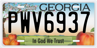 GA license plate PWV6937