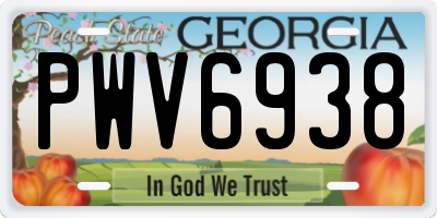 GA license plate PWV6938