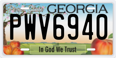 GA license plate PWV6940
