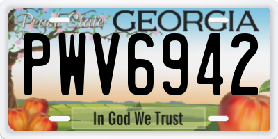 GA license plate PWV6942