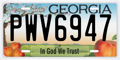 GA license plate PWV6947
