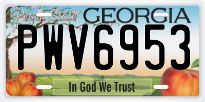 GA license plate PWV6953