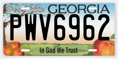 GA license plate PWV6962