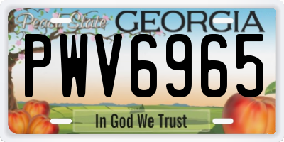 GA license plate PWV6965