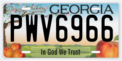 GA license plate PWV6966