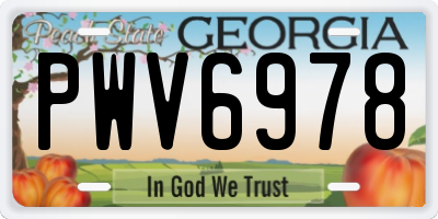 GA license plate PWV6978
