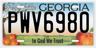 GA license plate PWV6980