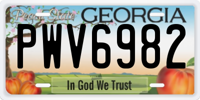 GA license plate PWV6982