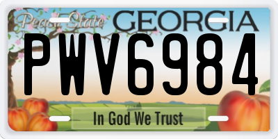 GA license plate PWV6984