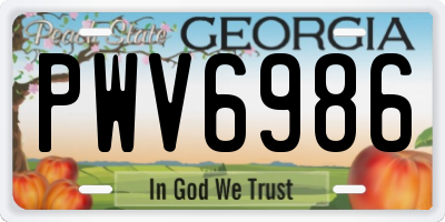 GA license plate PWV6986