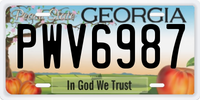 GA license plate PWV6987