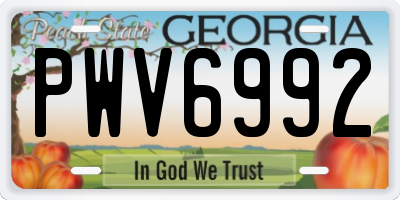 GA license plate PWV6992