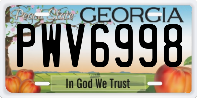 GA license plate PWV6998