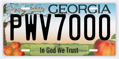 GA license plate PWV7000