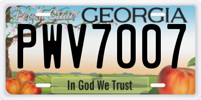 GA license plate PWV7007