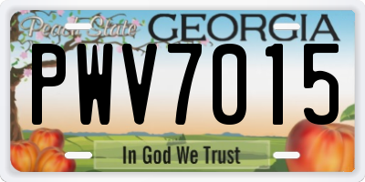 GA license plate PWV7015