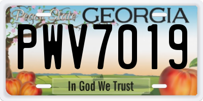 GA license plate PWV7019
