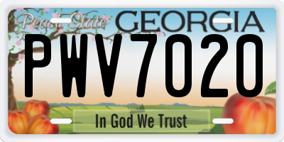 GA license plate PWV7020