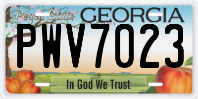 GA license plate PWV7023