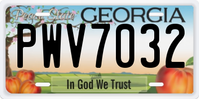 GA license plate PWV7032