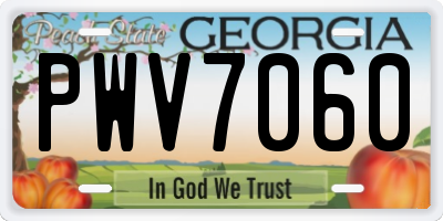 GA license plate PWV7060