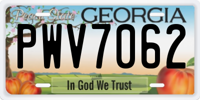 GA license plate PWV7062
