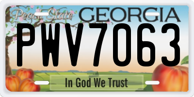 GA license plate PWV7063