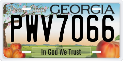 GA license plate PWV7066