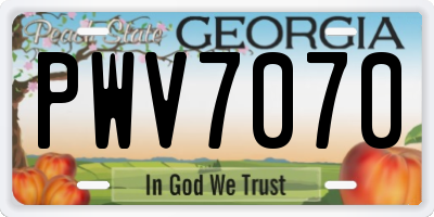 GA license plate PWV7070