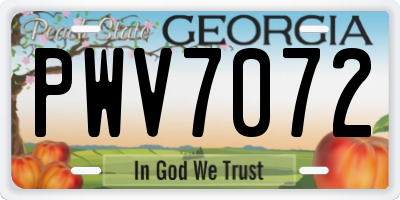 GA license plate PWV7072
