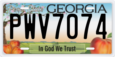 GA license plate PWV7074
