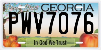 GA license plate PWV7076